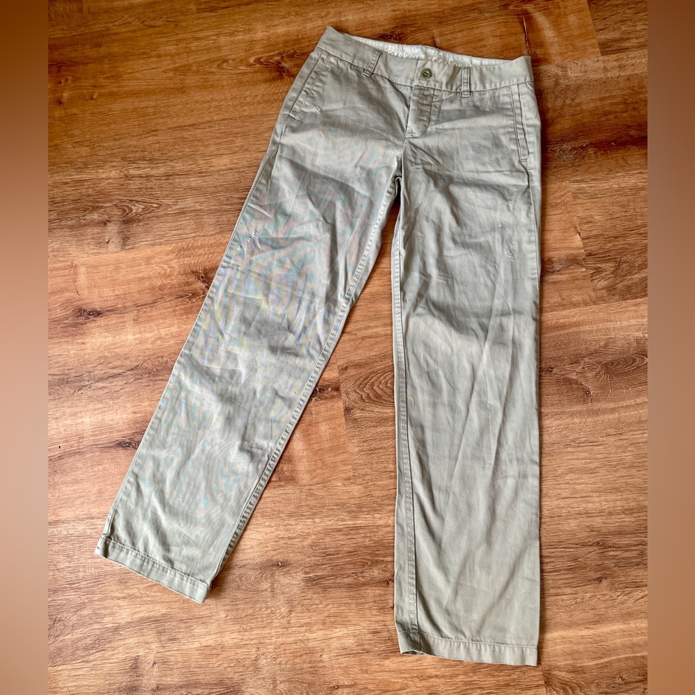 J Crew Broken in Boyfriend straight leg pants trousers cotton size 0 City Fit‎